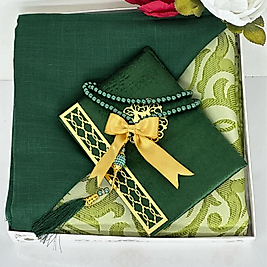 Çeyizlik Hediyelik Lüks Seccade Seti – Yasin, Tesbih, Başörtüsü