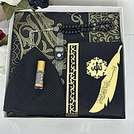 Erkeklere Özel Lüks Namaz ve Dua Seti - Seccade, Kadife Yasin, Takke, Tesbih, Zikirmatik, Esans, Ayraç