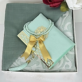 Çeyizlik Hediyelik Lüks Seccade Seti – Yasin, Tesbih, Başörtüsü