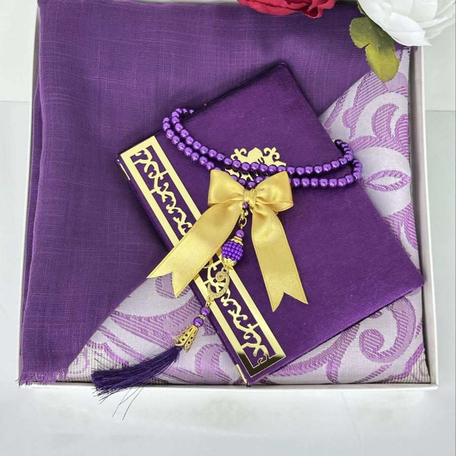 Çeyizlik Hediyelik Lüks Seccade Seti – Yasin, Tesbih, Başörtüsü