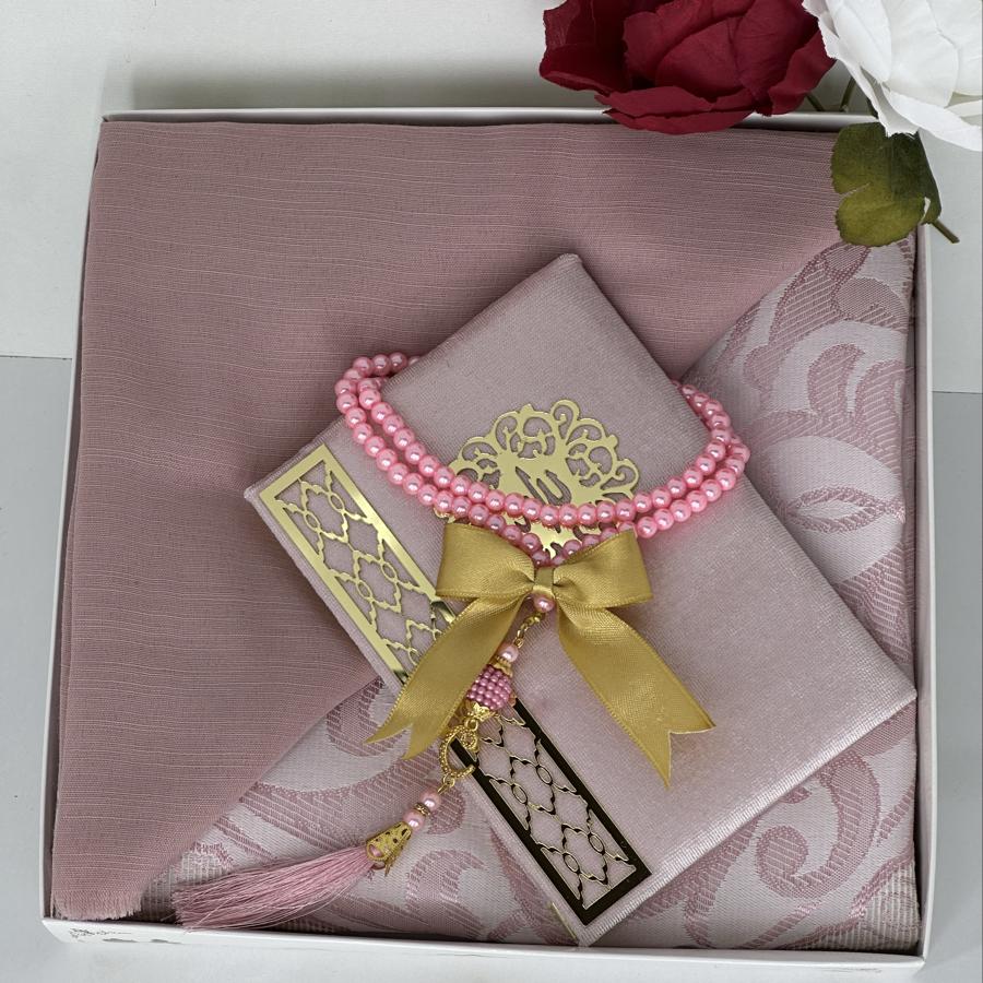 Çeyizlik Hediyelik Lüks Seccade Seti – Yasin, Tesbih, Başörtüsü