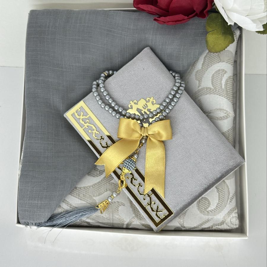 Çeyizlik Hediyelik Lüks Seccade Seti – Yasin, Tesbih, Başörtüsü