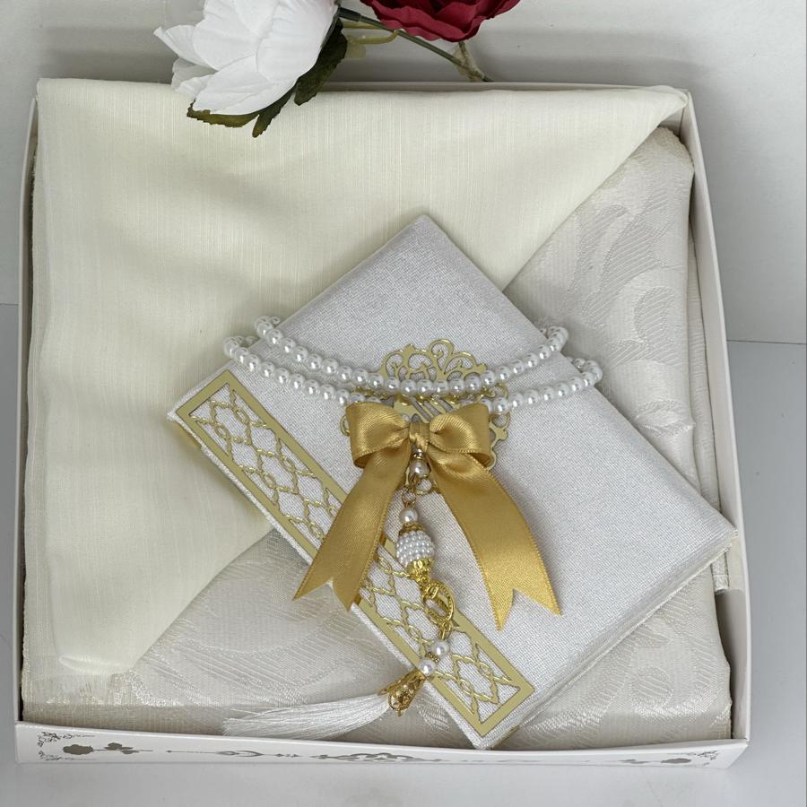 Çeyizlik Hediyelik Lüks Seccade Seti – Yasin, Tesbih, Başörtüsü