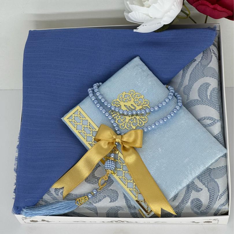 Çeyizlik Hediyelik Lüks Seccade Seti – Yasin, Tesbih, Başörtüsü